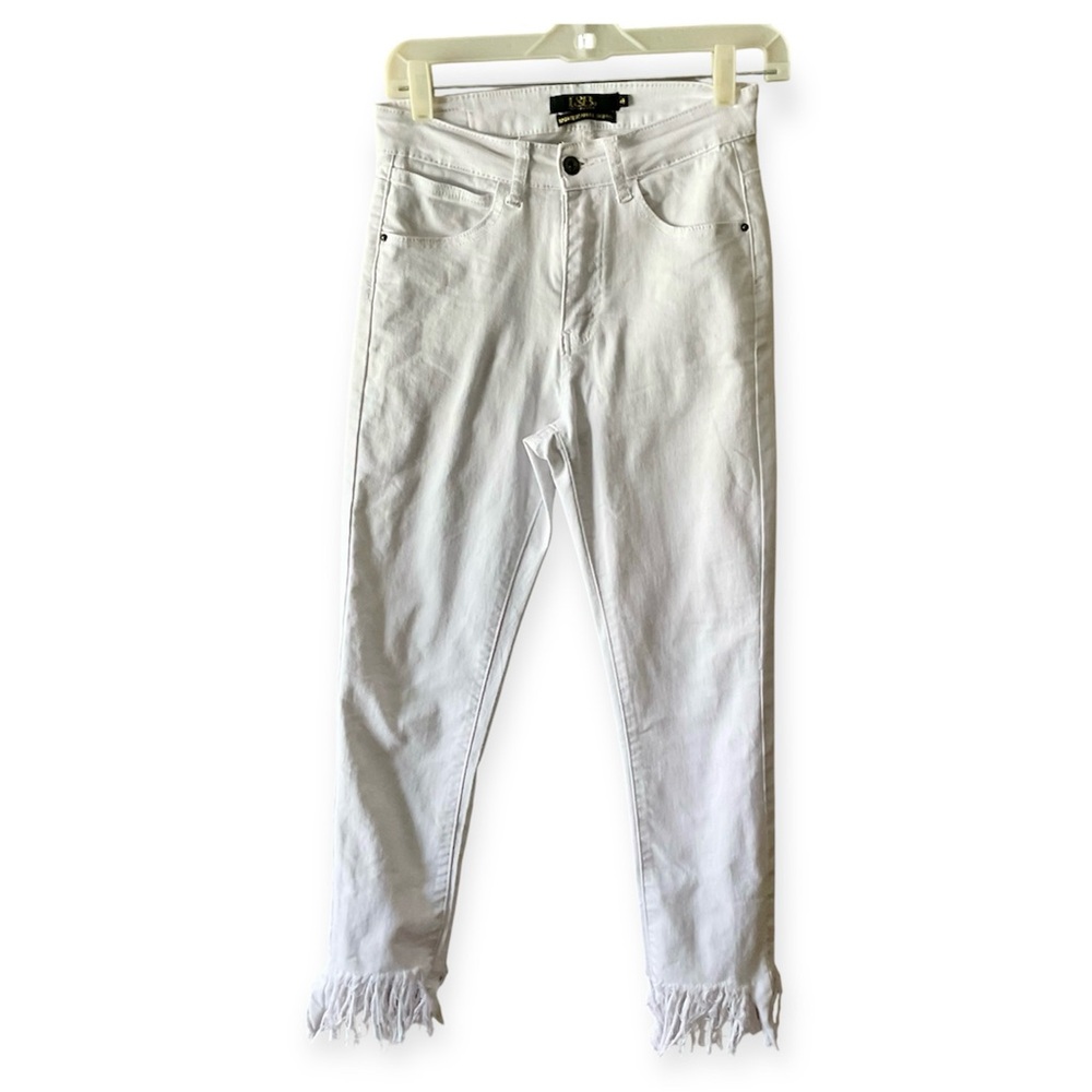 L&B White fringe Ankle Cropped Jeans
